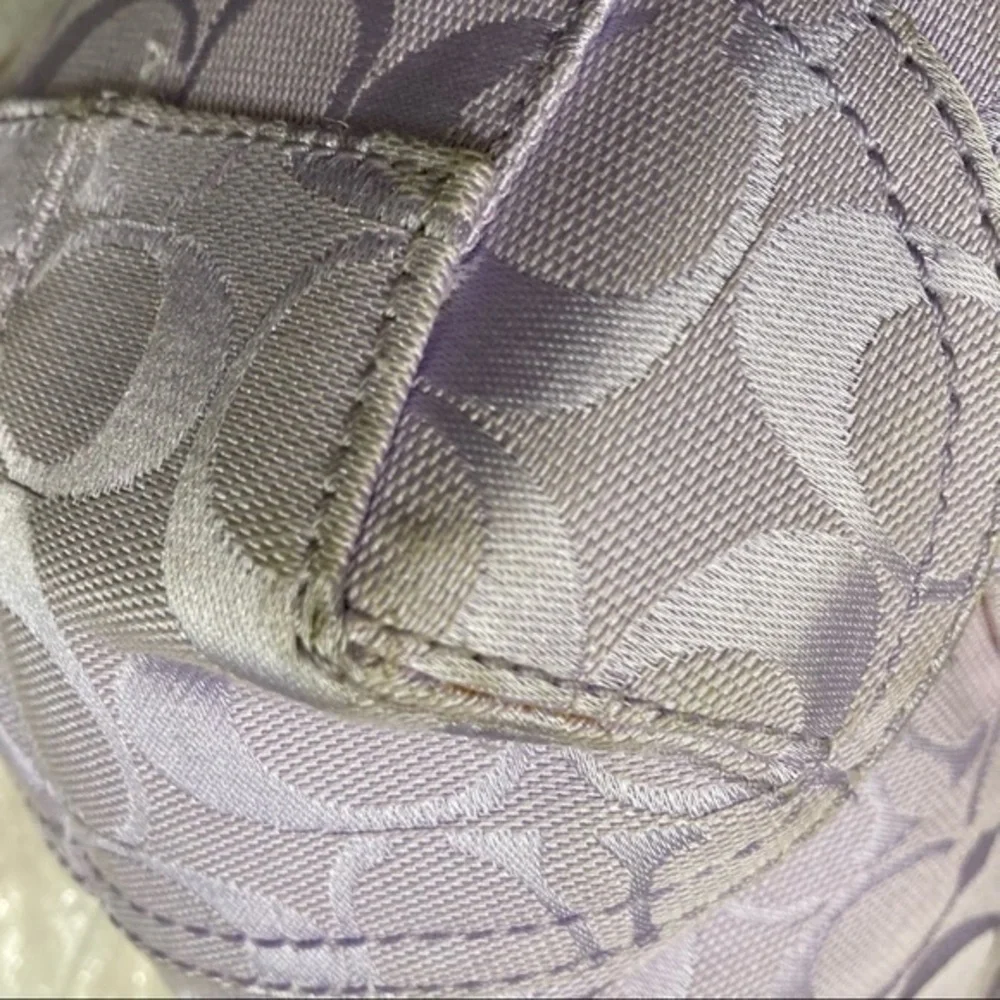 Coach rare purple leather and canvas signature c tote bag